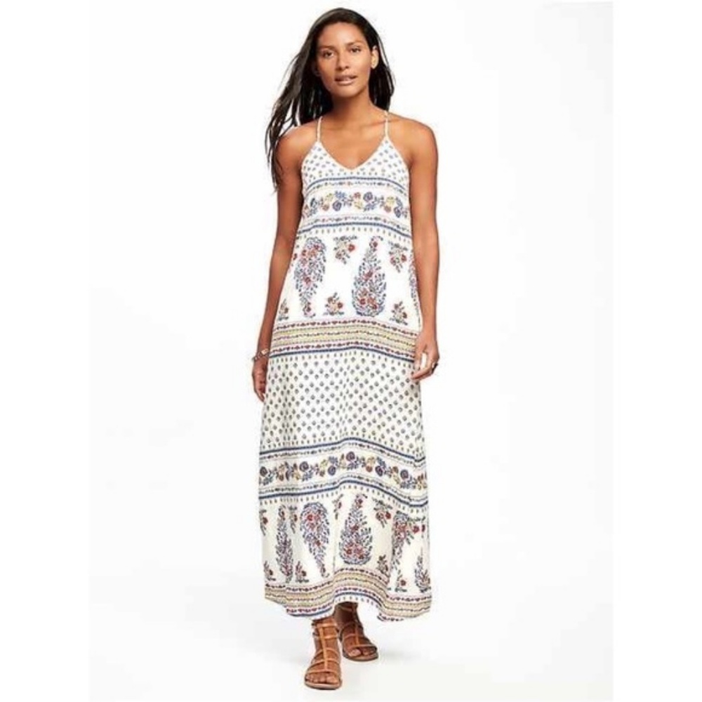 Old Navy white print maxi dress